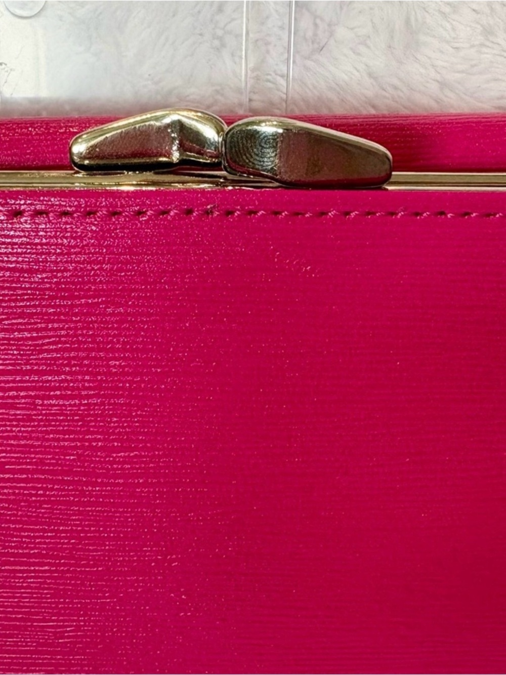 Balenciaga Hot Pink Leather Envelope Clutch with Gold Triangle Logo - Picture 10 of 10